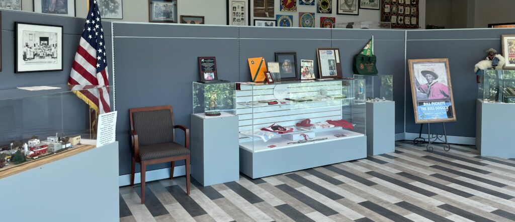 Display cases with items